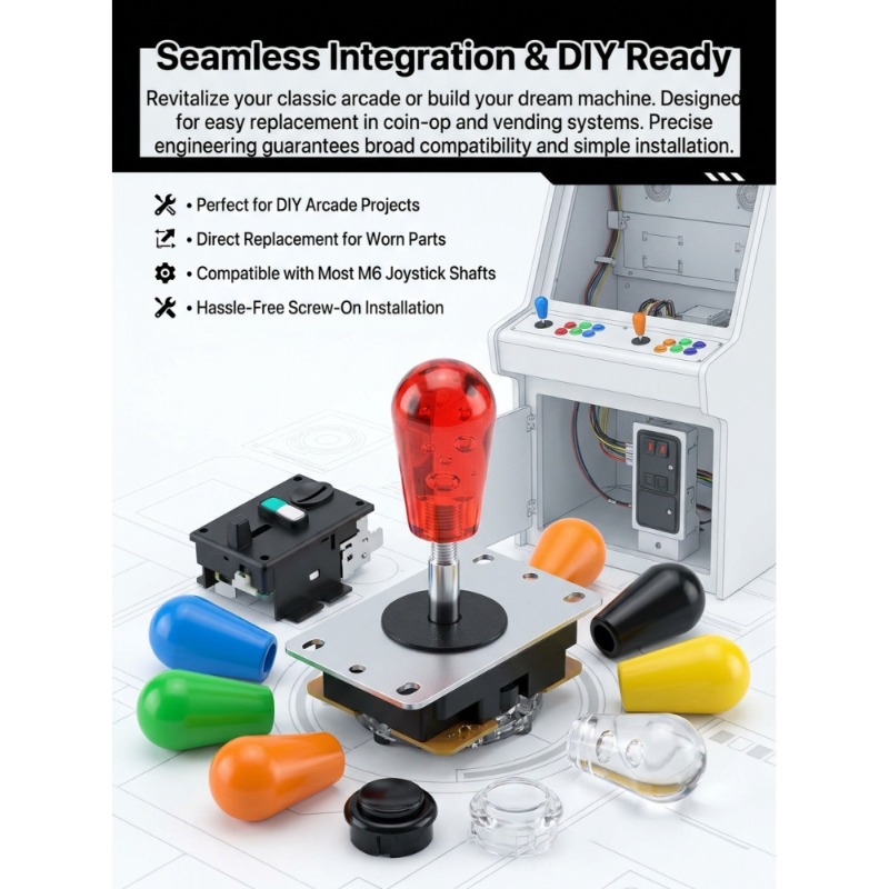 Joystick Arcade Parts - 1 Peça M6 Joystick com Cabeça