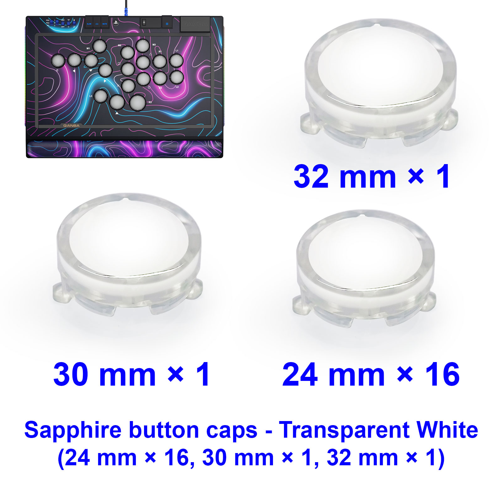 Joystick Arcade Parts - QANBA SAPPHIRE S1 Capas de Botão